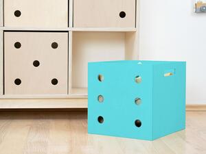 Dřevěný úložný box DICE s čísly ve stylu hrací kostky - Tyrkysová, Zvolte variantu: Šestka