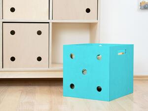 Dřevěný úložný box DICE s čísly ve stylu hrací kostky - Tyrkysová, Zvolte variantu: Pětka