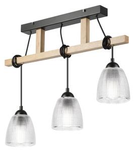 Lustr na lanku LEANDRA 3xE27/15W/230V dub/černá