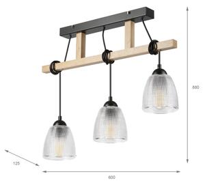 Lustr na lanku LEANDRA 3xE27/15W/230V dub/černá