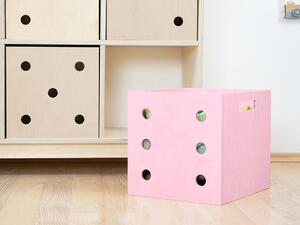 Dřevěný úložný box DICE s čísly ve stylu hrací kostky - Růžová, Varianta: Šestka