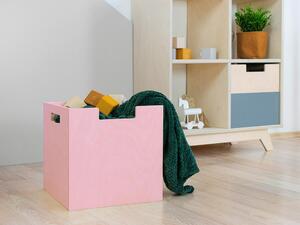 Úložný dřevěný box BOKS s obdélníkovým výřezem - Růžová