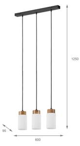 Lustr na lanku MARKUS 3xE27/15W/230V černá/dub