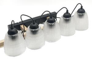 Lustr na lanku LEANDRA 5xE27/15W/230V dub/černá
