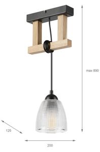 Lustr na lanku LEANDRA 1xE27/15W/230V dub/černá