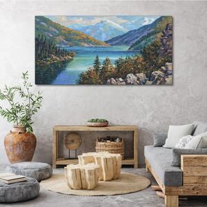 Obraz na plátně Obraz na plátně Malování hory jezero