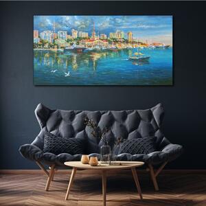 Obraz na plátně Obraz na plátně Město přístaviště lodí moře