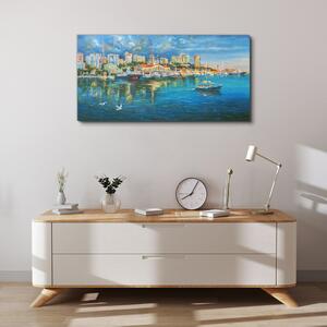 Obraz na plátně Obraz na plátně Město přístaviště lodí moře