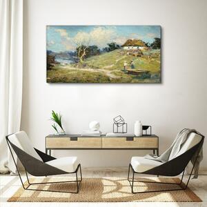 Obraz na plátně Obraz na plátně Malování vesnice volně žijících živočichů