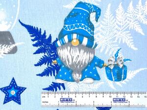 Mirtex DOMESTINO 120/ 22296-5 Vánoční skřítek modrý na světle modré - 160cm zbytková metráž