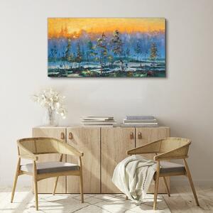 Obraz na plátně Obraz na plátně Malování lesa slunce