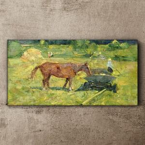 Obraz na plátně Obraz na plátně Zvířecí koně pole vesnice