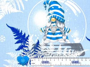 Mirtex DOMESTINO 120/ 22296-5 Vánoční skřítek modrý na světle modré - 160cm zbytková metráž