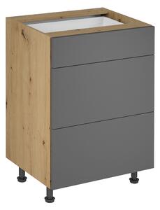 KONDELA Spodní skříňka, dub artisan / šedý mat, LANGEN D60S3 P