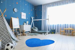 Vopi koberce Kusový koberec Color shaggy modrý srdce - 120x120 cm