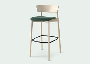 Connubia Barová židle Clelia, dřevo, látka, výška sedu 76 cm, CB2122 Podnoží: Bělený buk (dřevo), Sedák: Látka Plain - Taupe (šedohnědá)
