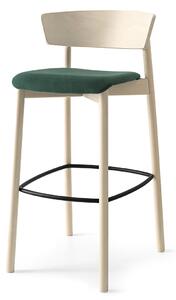 Connubia Barová židle Clelia, dřevo, látka, výška sedu 76 cm, CB2122 Podnoží: Bělený buk (dřevo), Sedák: Látka Plain - Taupe (šedohnědá)