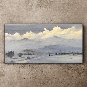 Obraz na plátně Obraz na plátně Zimní malování hory mraky