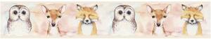 Nástěnná bordura pastelová ZVÍŘATKA do dětského pokoje Vzor: Akvarelová zvířata