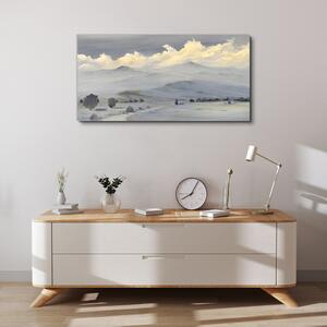 Obraz na plátně Obraz na plátně Zimní malování hory mraky