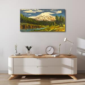 Obraz na plátně Obraz na plátně Malování hory mraky