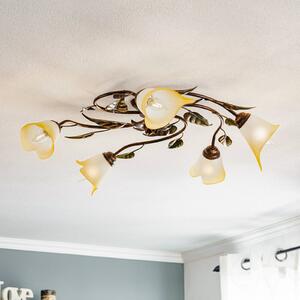 ONLI Stropní světlo Miranda pětilampové, bronzové, stmívatelný, Bronz / starožitná mosaz, Obývací pokoj / jídelna, kov, Florentinský