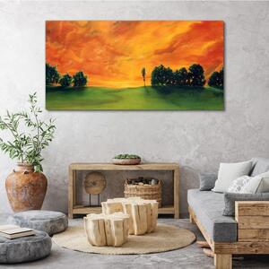 Obraz na plátně Obraz na plátně Západ slunce stromy nebe