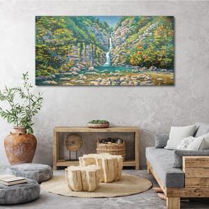 Obraz na plátně Obraz na plátně Malování vodopádů stromů