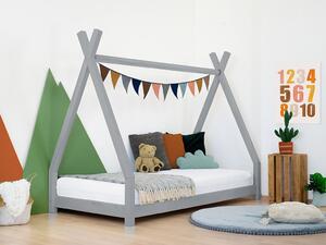 Dětská dřevěná postel NAKANA ve tvaru teepee - Tmavě šedá, Rozměr: 80x160 cm