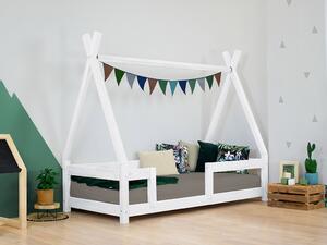 Dětská dřevěná postel NAKANA ve tvaru teepee s bočnicí - Bílá, Rozměr: 80x160 cm