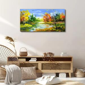 Obraz na plátně Obraz na plátně Malování lesní řeka příroda