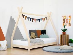 Benlemi Dětská dřevěná postel NAKANA ve tvaru teepee Zvolte barvu: Přírodní dekor bez laku, Rozměr: 90 x 180 cm