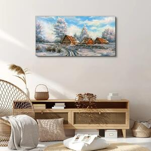 Obraz na plátně Obraz na plátně Zimní chata strom volně žijících živočichů
