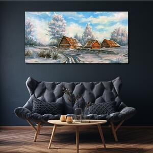 Obraz na plátně Obraz na plátně Zimní chata strom volně žijících živočichů