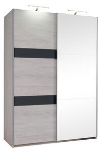 Šatní skřín Drake SZ150 + zrcadlo, dub bílý/grafit lesk