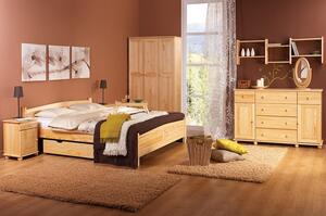 Drewmax LK137 90x200 cm - Dřevěná postel masiv jednolůžko (Kvalitní borovicová postel z masivu)