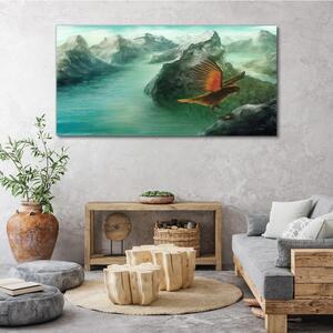 Obraz na plátně Obraz na plátně Malování hory zvířecí pták