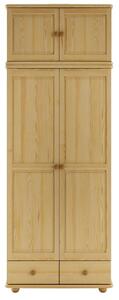Drewmax SF126 - Skříň šatní masiv borovice (Kvalitní borovicová šatní skříň z masivu)