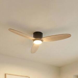 Lucande Stropní ventilátor LED Lignia, Ø 132 cm, stmívatelné, stmívatelný, Světlé dřevo, Obývací pokoj / jídelna, Dřevo, Skandinávský