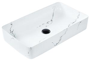 Umyvadlo na desku HOPI 61 x 35 cm Keramika Bílý mramor