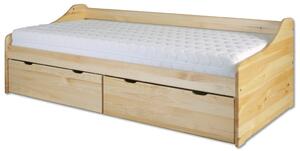 Drewmax LK130 90x200 cm - Dřevěná postel masiv jednolůžko (Kvalitní borovicová postel z masivu)