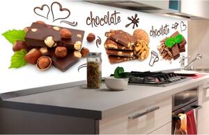 DIMEX | Fototapeta do kuchyně Čokoláda KI-180-021 | 180 x 60 cm | zelená, bílá, hnědá