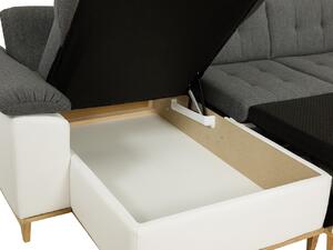 Luxusní sedací souprava Falun, bílá / tmavě šedá Roh: Orientace rohu Levý roh