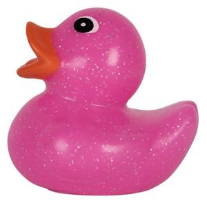 Růžová gumová koupací kachnička s třpytkami Glow Up – 6 cm