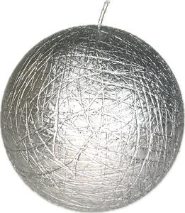 Svíčka koule pr.12 cm, stříbrná