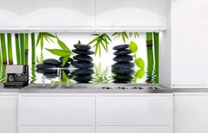 DIMEX | Fototapeta do kuchyně Kameny Zen KI-180-032 | 180 x 60 cm | zelená, bílá, černá