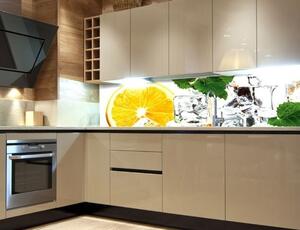 DIMEX | Fototapeta do kuchyně Citrón a led KI-180-023 | 180 x 60 cm | zelená, bílá, oranžová
