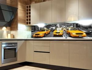DIMEX | Fototapeta do kuchyně Žluté taxi KI-180-041 | 180 x 60 cm | černobílá, žlutá