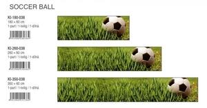 DIMEX | Fototapeta do kuchyně Fotbalový míč KI-180-038 | 180 x 60 cm | zelená, bílá, černá