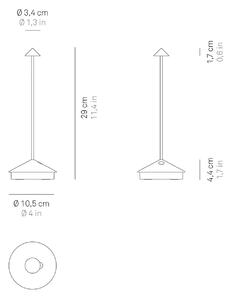 Zafferano Pina 3K LED stolní lampa na baterii, tmavě šedá, IP54, stmívatelný, Hliník / šedá / zinek, Obývací pokoj / jídelna, Hliník, Moderní